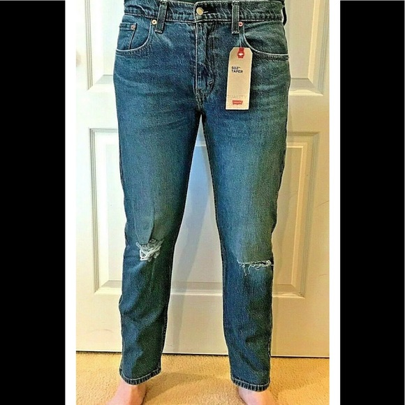 NWT Levis 502 Jeans Regular Taper Stretch Distress - Picture 4 of 7